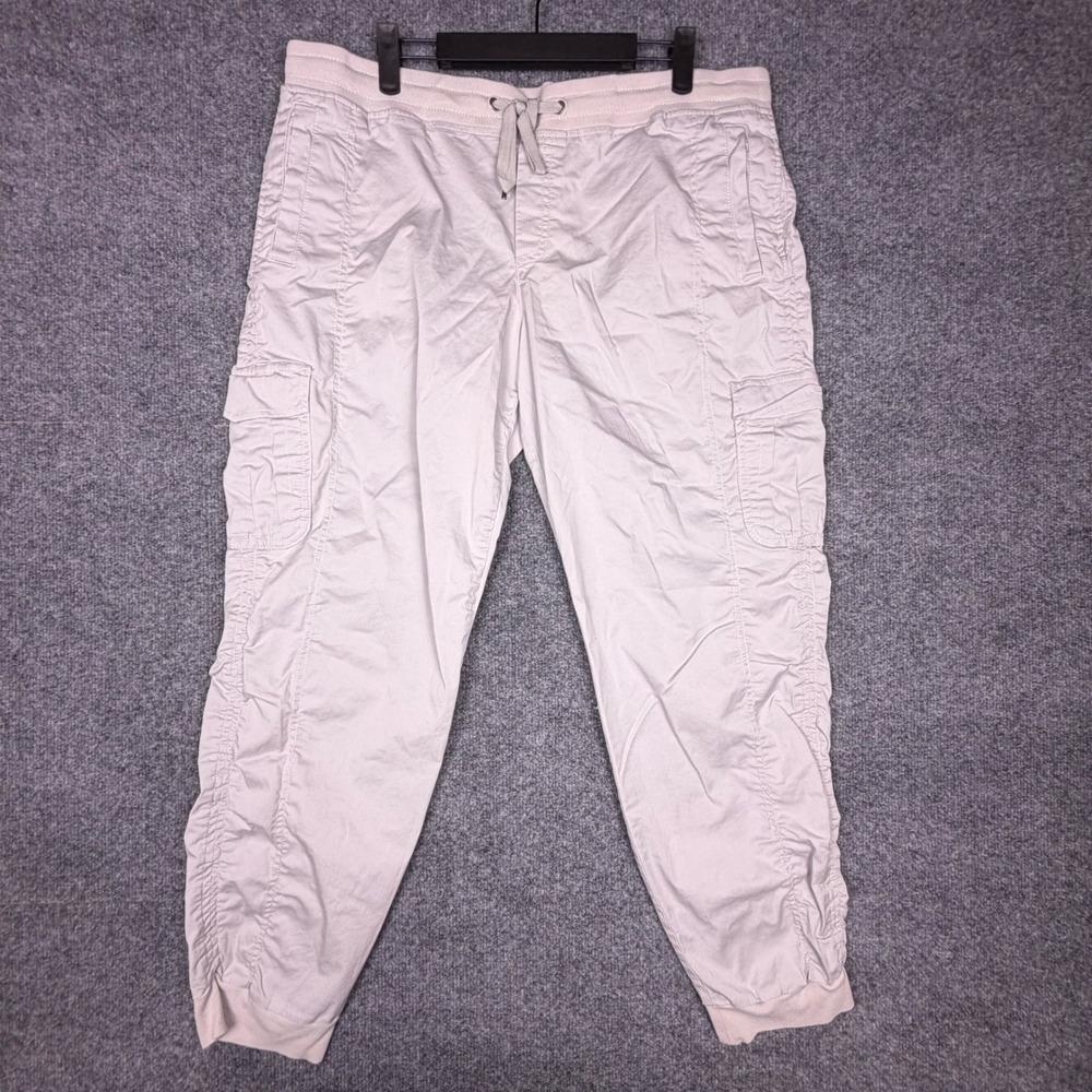 Eddie Bauer Women's 16 Beige Cargo Jogger Pants Elastic Waist Pockets